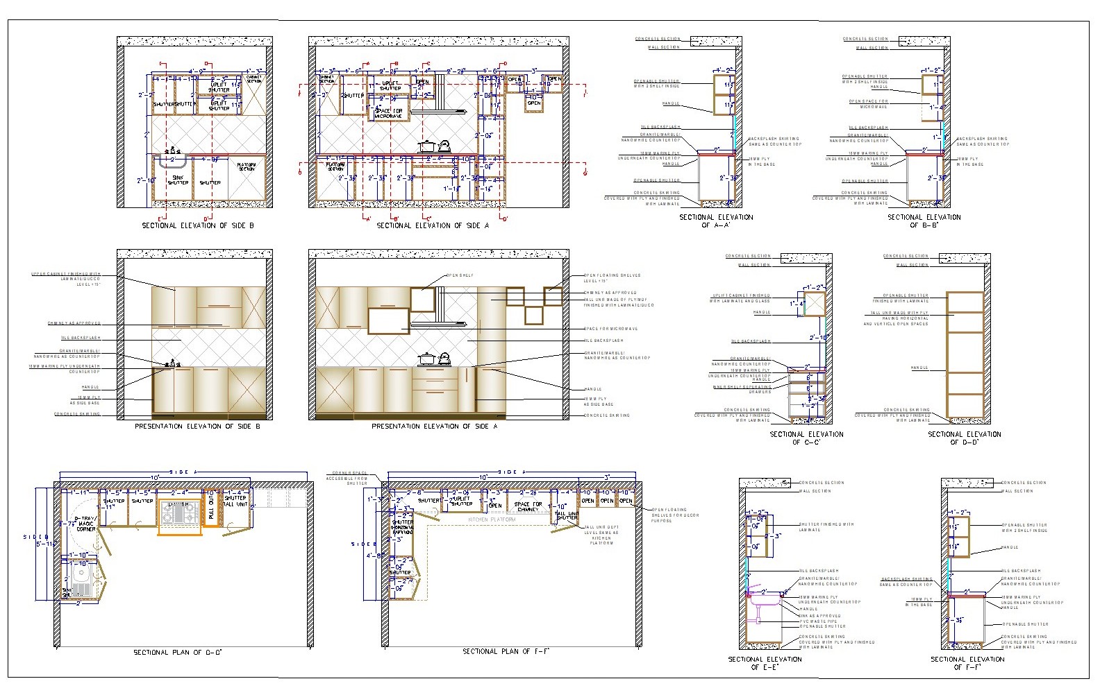 L-Shape Kitchen Detail Drawing in AutoCAD